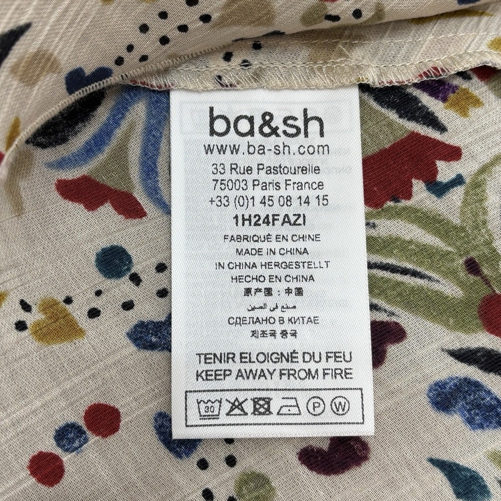 BWT Ba&sh Fazia Medallion Print Maxi Dress Size 2 / M Beige With Black Trim $420 - Picture 14 of 16